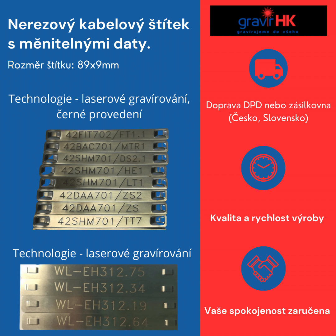 Nerezové kabelové štítky s laserovým gravírováním
